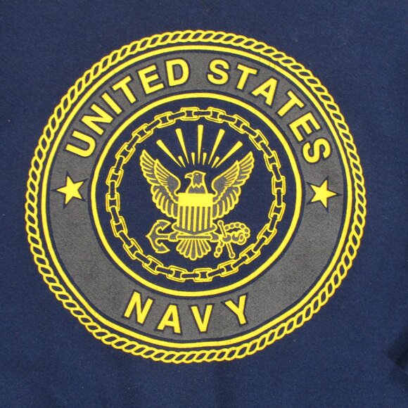 United States Navy Sweater Mens Small Blue Yellow Sweatshirt Made in USA - Picture 3 of 13